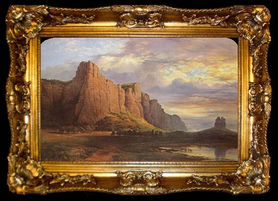 framed  Nicholas Chevalier Mount Arapiles and the Mitre Rock, ta009-2